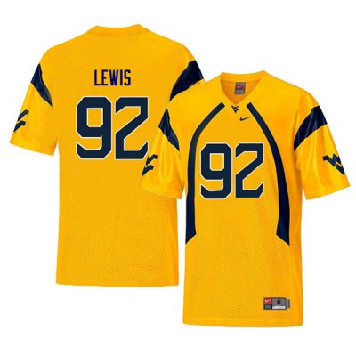 Men's West Virginia Mountaineers NCAA #92 Jon Lewis Yellow Authentic Nike Retro Stitched College Football Jersey UZ15Z27WY